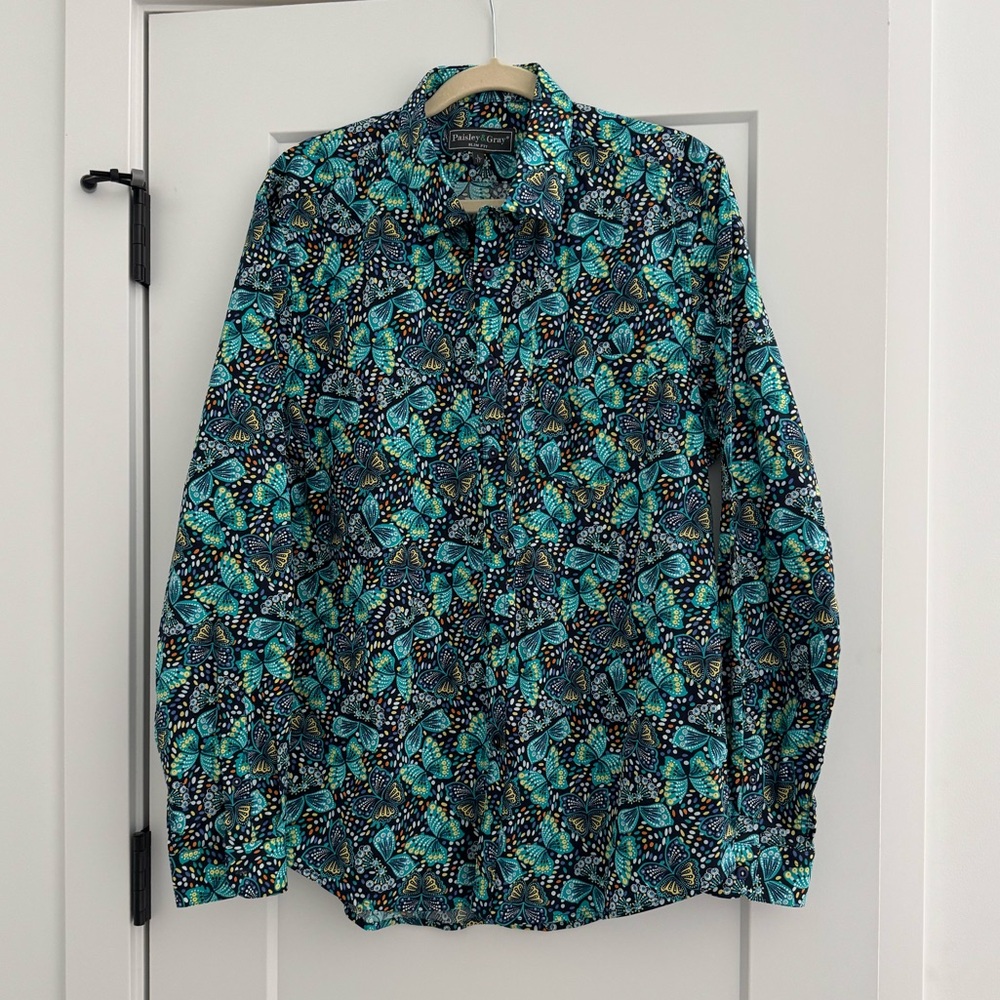 Paisley & Gray Teal and Navy Patterned Shirt